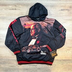 Members Only The Godfather Hoodie Mens Large Print Black Full Graphics Movie